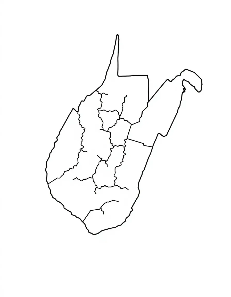 (West Virginia) A map showing West Virginia's neighboring states
