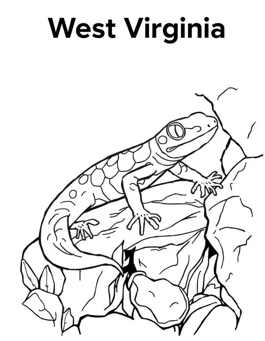(West Virginia) A salamander, representing WV’s cave ecosystems