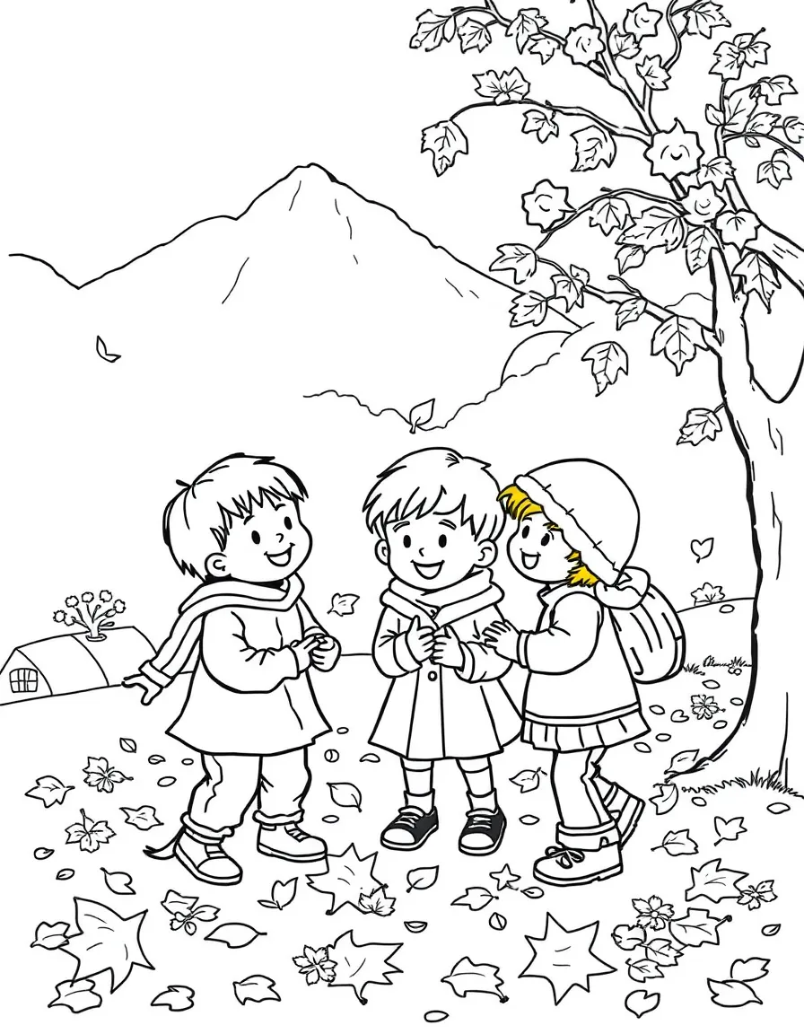 (West Virginia) Children playing in autumn leaves