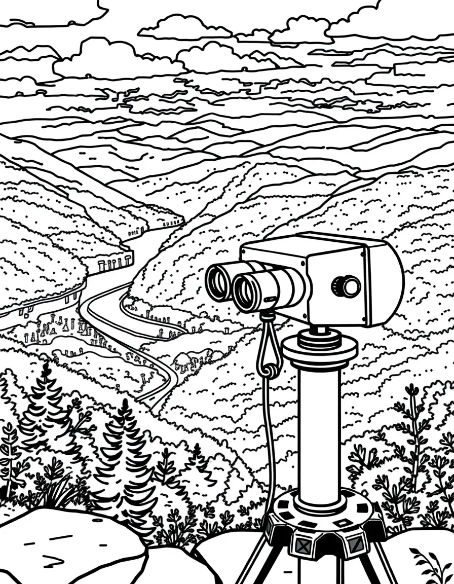 (West Virginia) A scenic overlook with binoculars on a stand