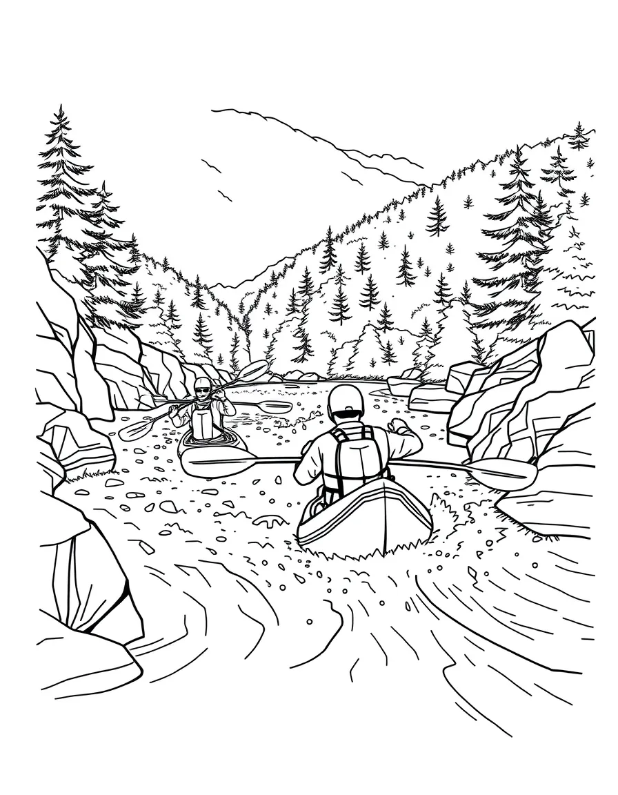 (West Virginia) Kayakers riding whitewater rapids