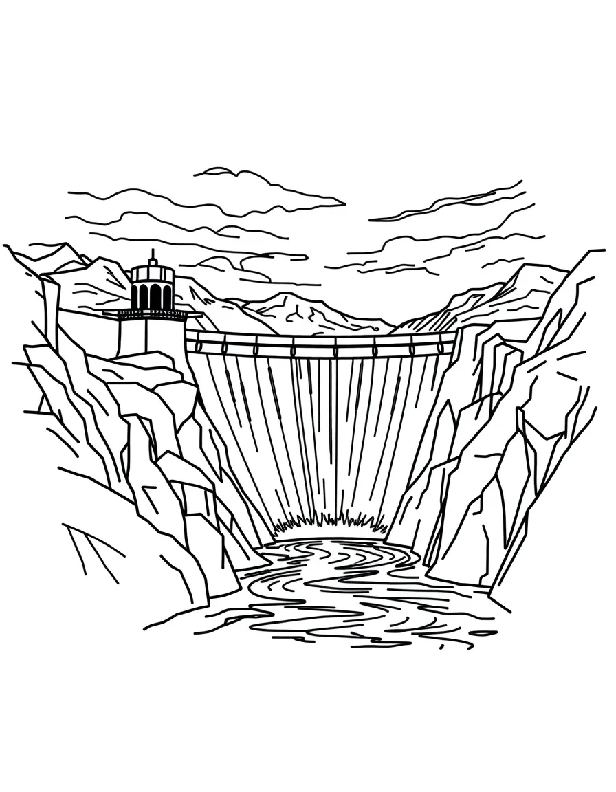 (Nevada) Hoover Dam with water flowing