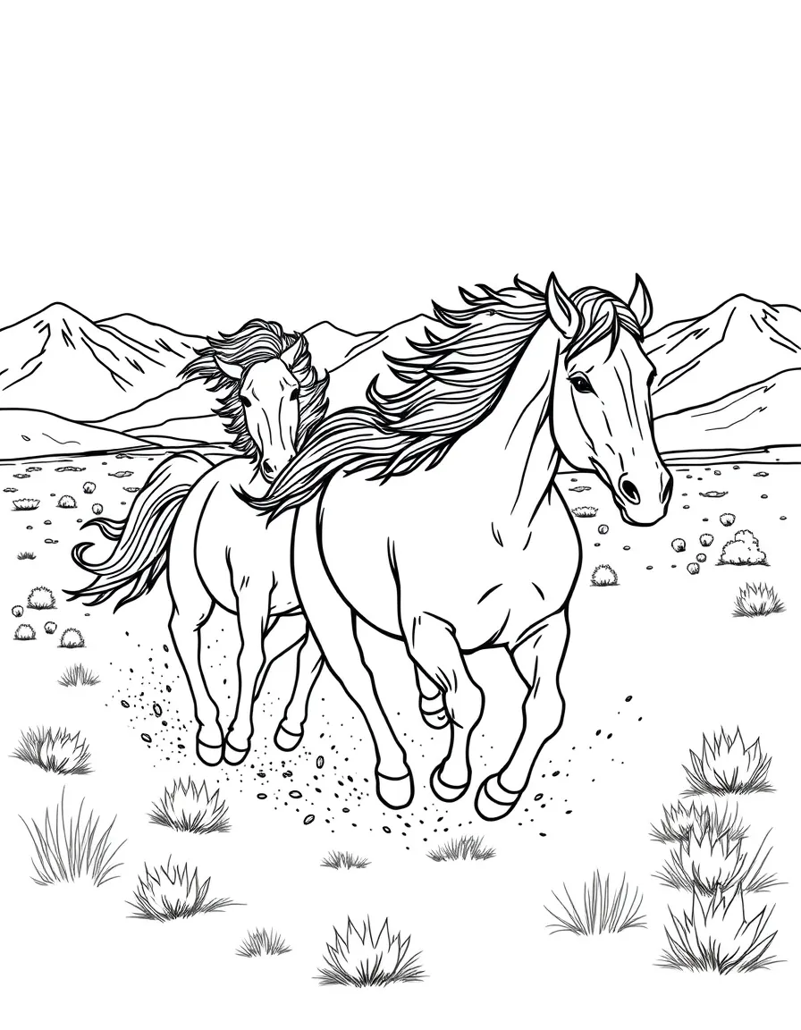 (Nevada) Wild mustangs running in Nevada