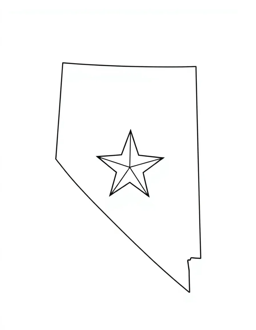 (Nevada) The Nevada state outline with a star