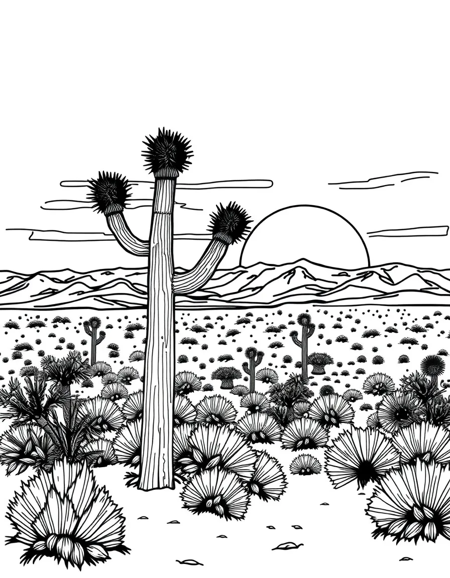 (Nevada) A desert sunset with Joshua trees