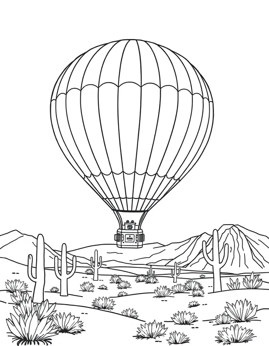 (Nevada) A hot air balloon flying over the desert
