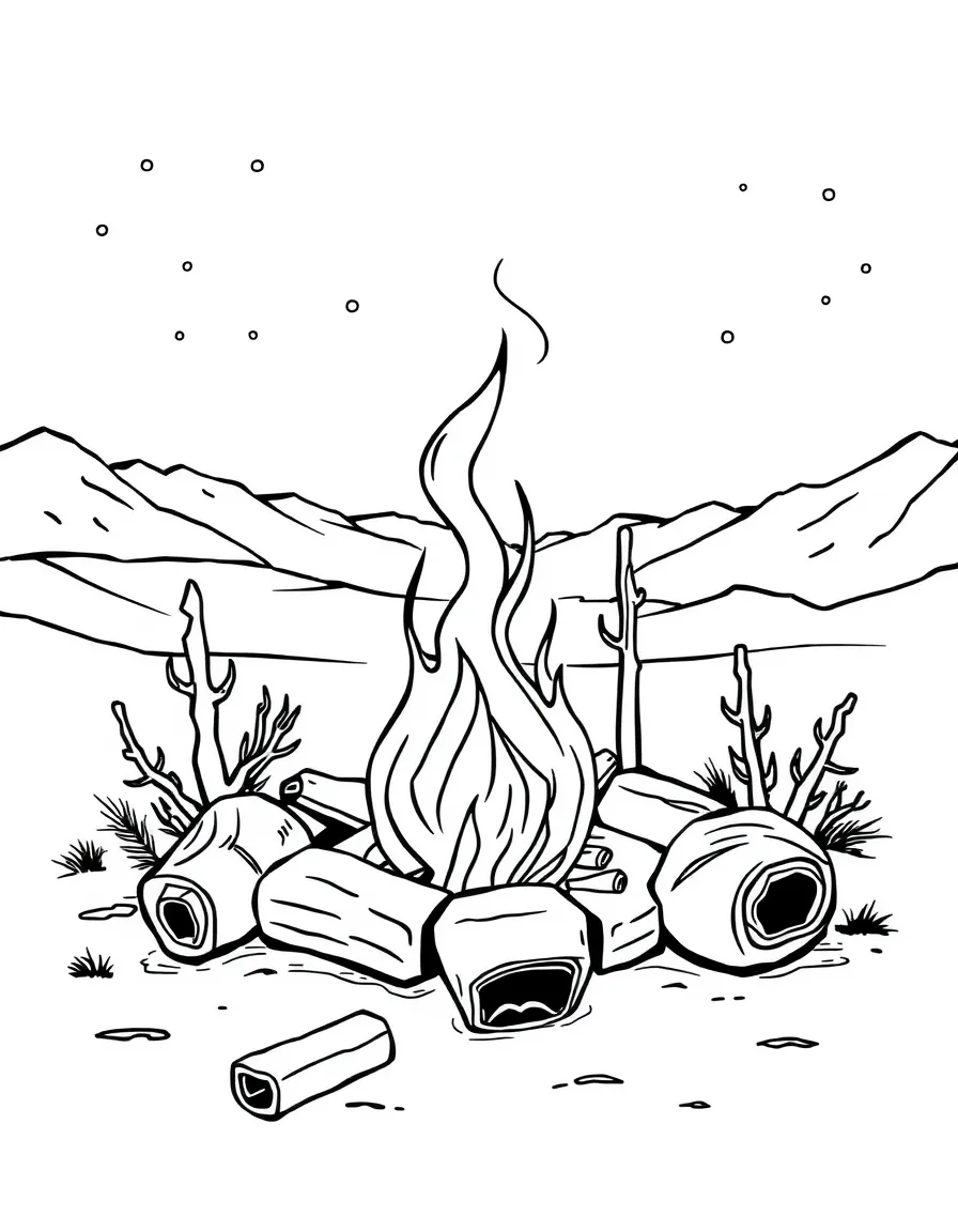 (Nevada) A desert campfire with marshmallows