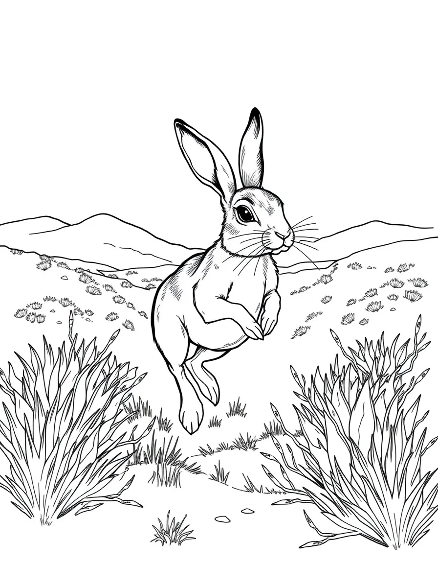 (Nevada) A jackrabbit hopping through sagebrush