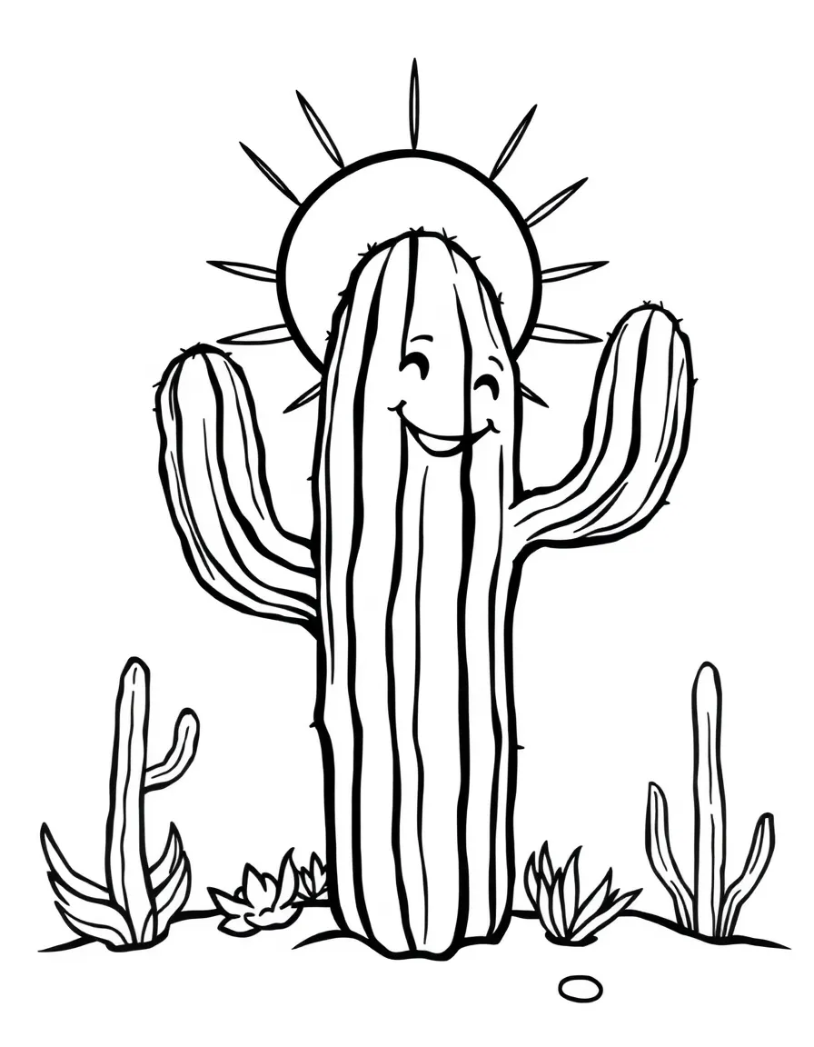 (Nevada) A cactus with a smiling sun