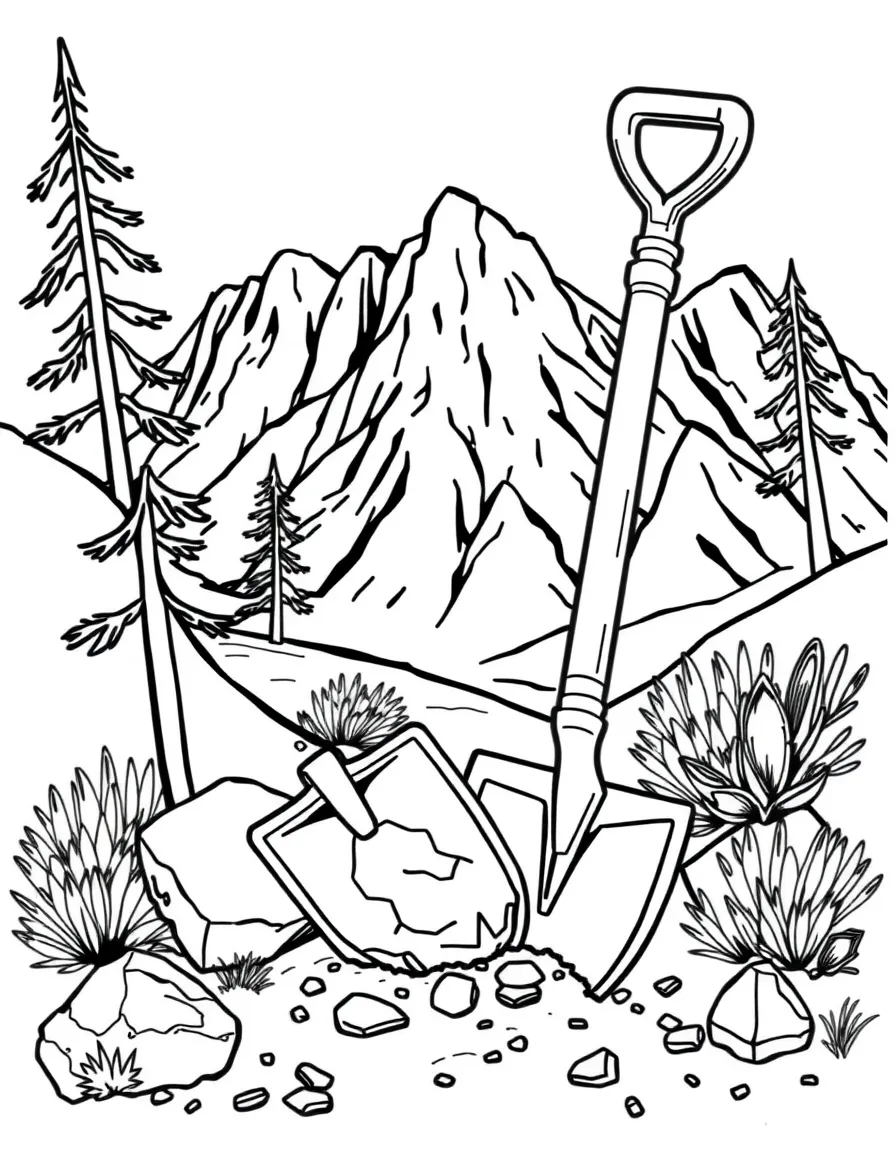 (Nevada) A gold nugget and shovel