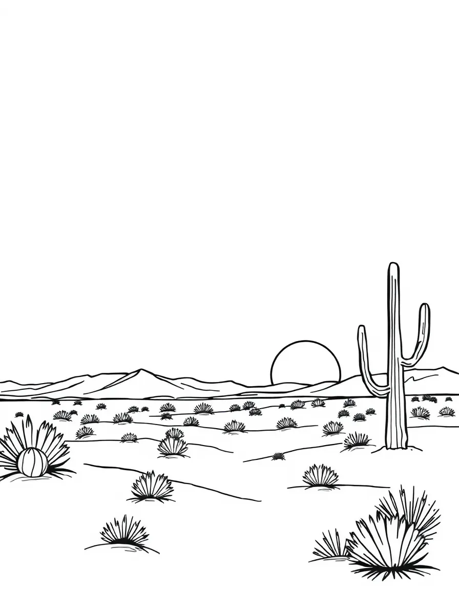 (Nevada) A simple desert scene with a setting sun
