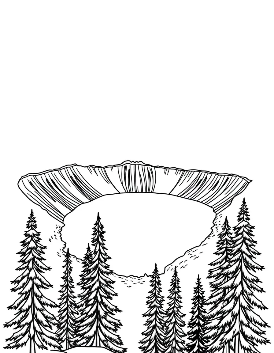 (Oregon) Crater Lake with pine trees
