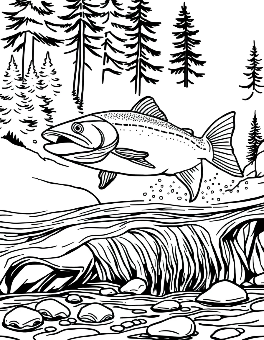 (Oregon) A salmon jumping in a river