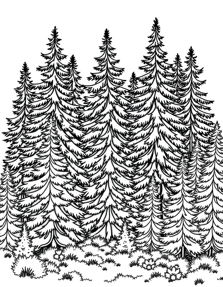 (Oregon) Evergreen trees in a forest