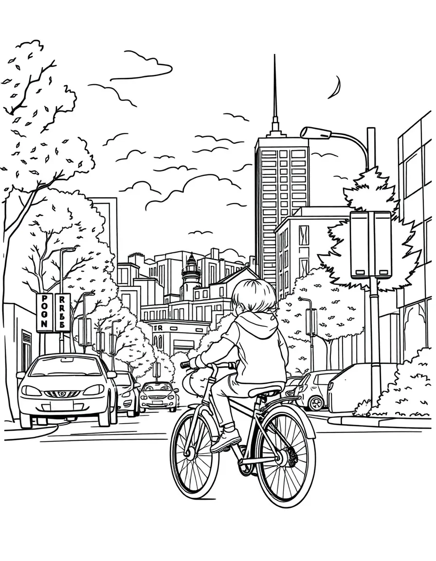 (Oregon) A child riding a bike in Portland