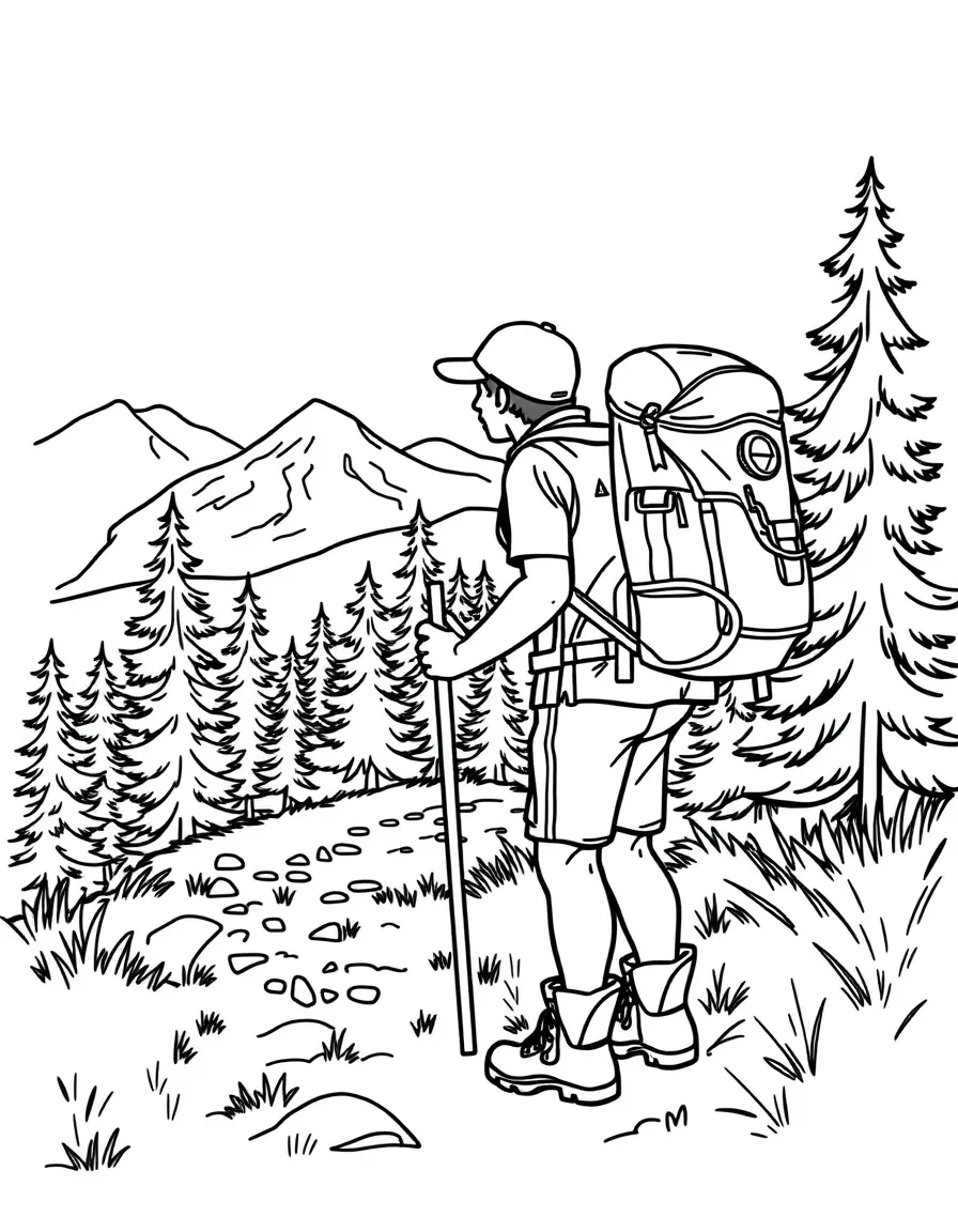 (Oregon) Hiker with backpack on Oregon trail