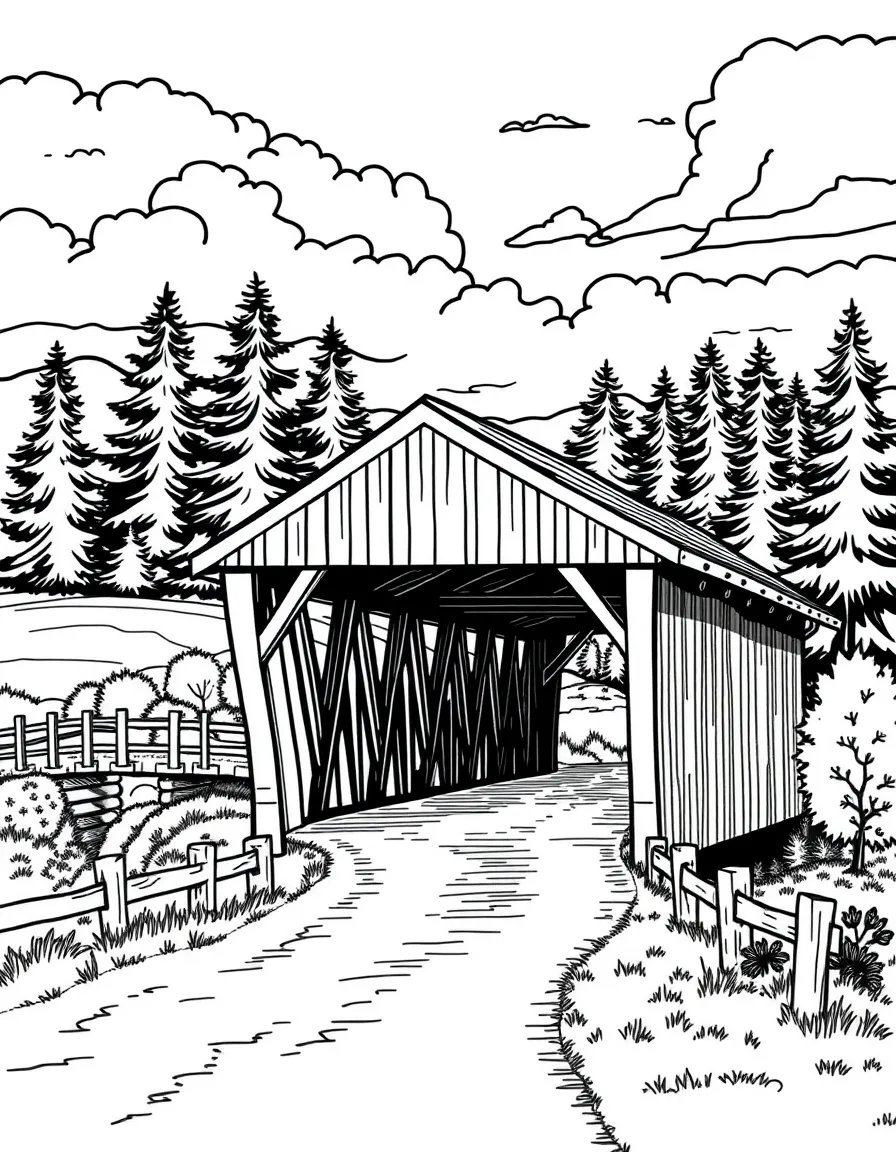 (Oregon) Covered bridge in the countryside