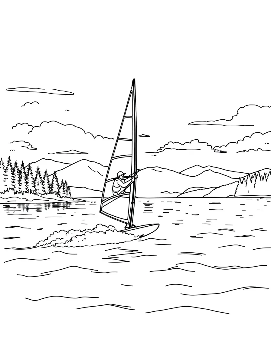(Oregon) A windsurfer on the Columbia River