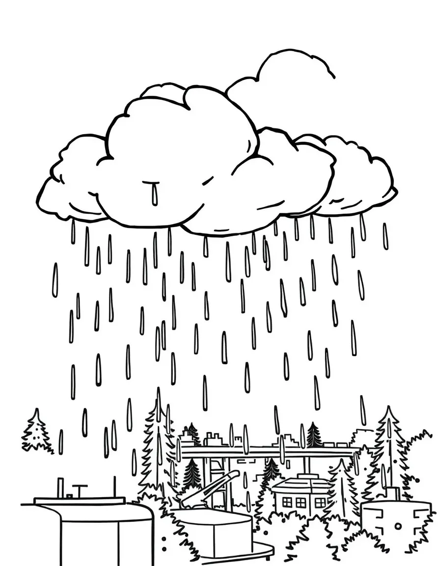 (Oregon) Rain clouds and raindrops in Portland