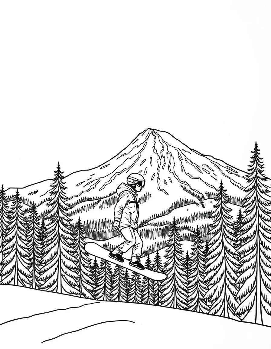 (Oregon) Mt. (Oregon) Bachelor with a snowboarder