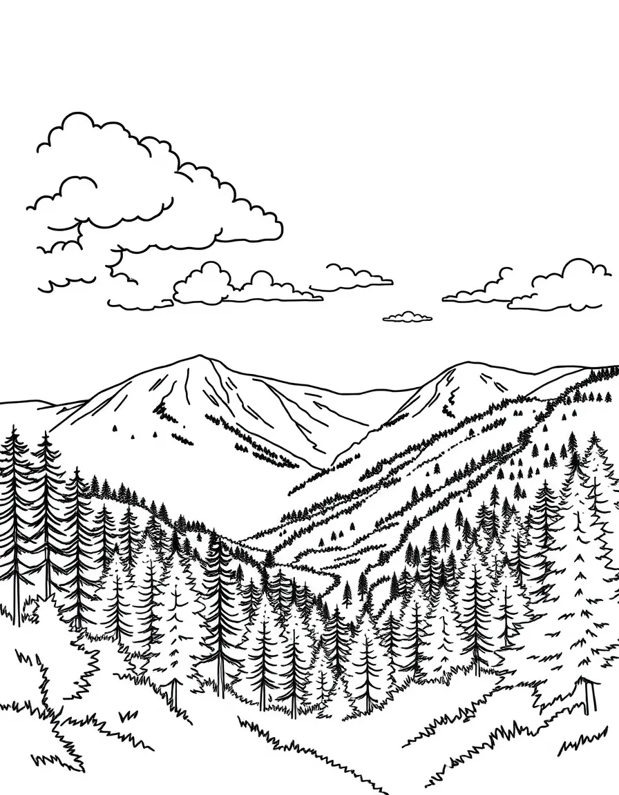 (Tennessee) The Great Smoky Mountains with trees and clouds