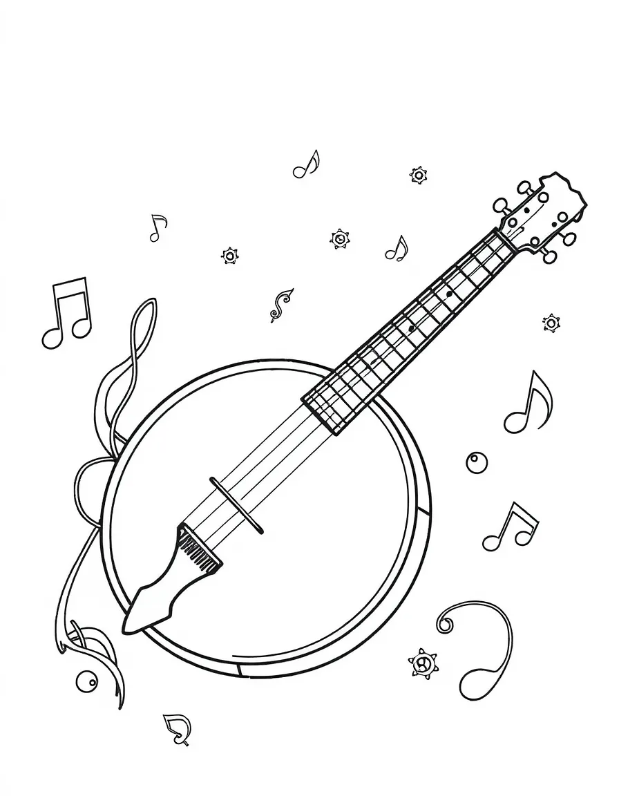 (Tennessee) A banjo and musical notes