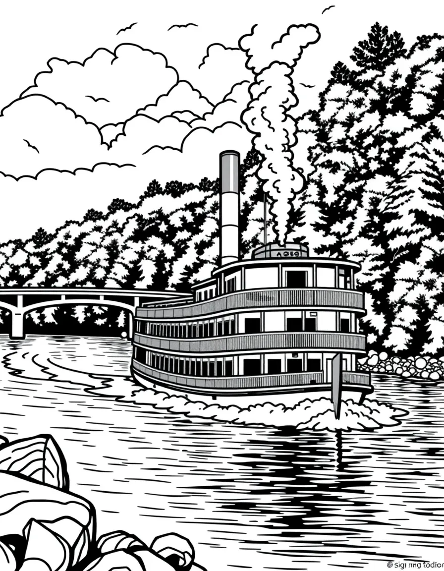 (Tennessee) A steamboat on the Mississippi River