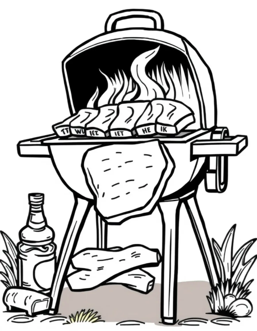 (Tennessee) A barbecue grill with ribs and sauce