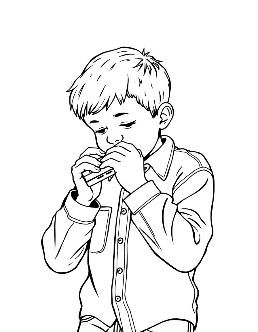 (Tennessee) A boy playing harmonica