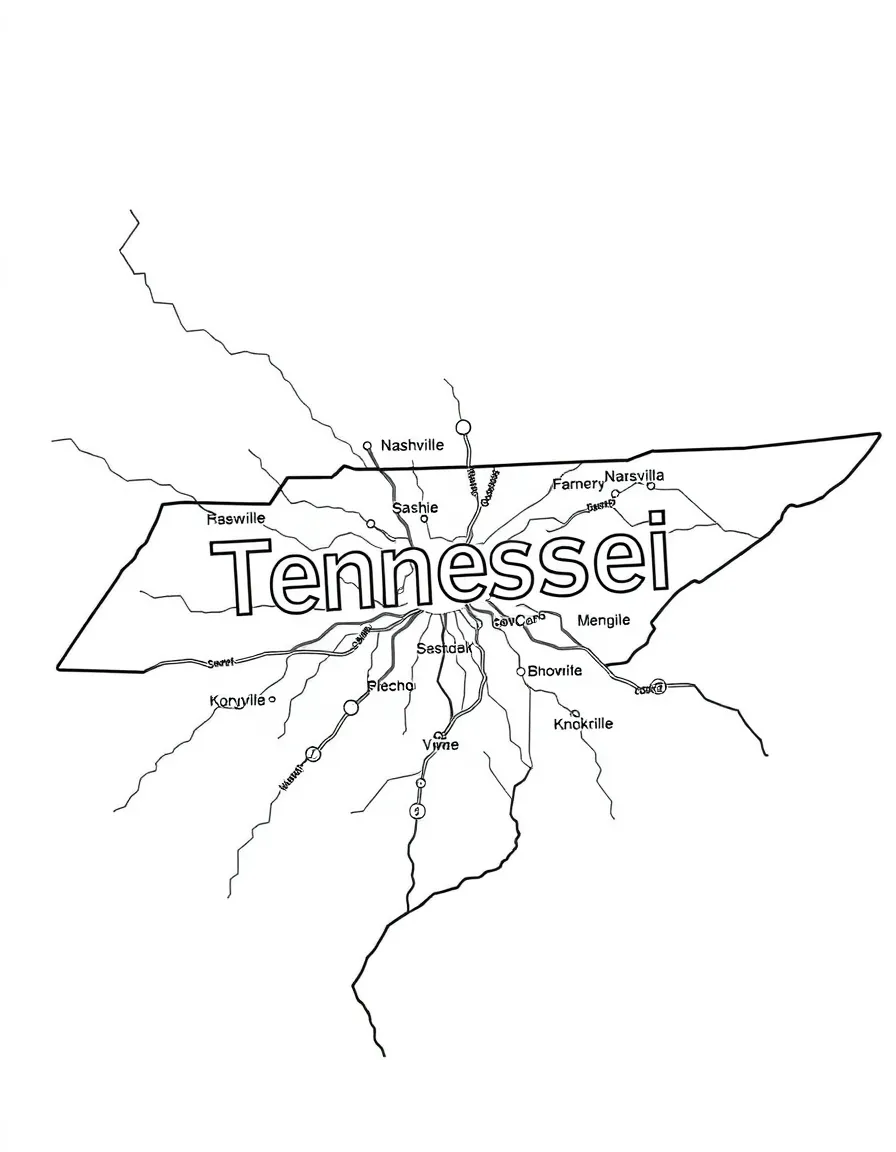 (Tennessee) A map showing Nashville, Memphis, and Knoxville