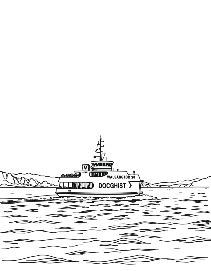 (Washington) A ferry boat crossing Puget Sound