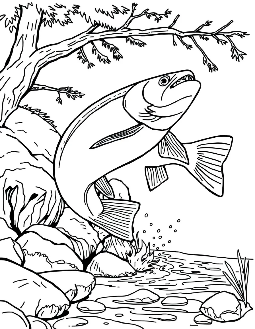 (Washington) A salmon jumping up a stream
