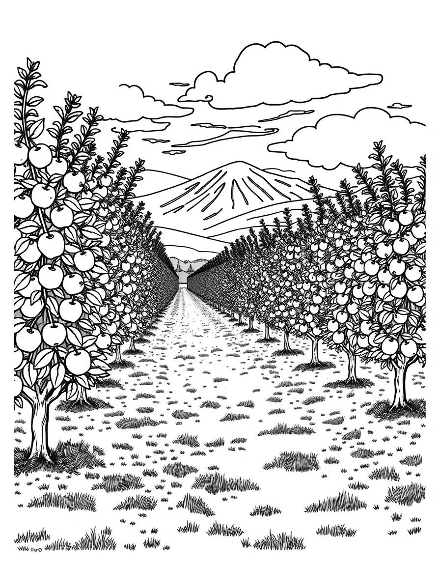 (Washington) An apple orchard in Yakima Valley