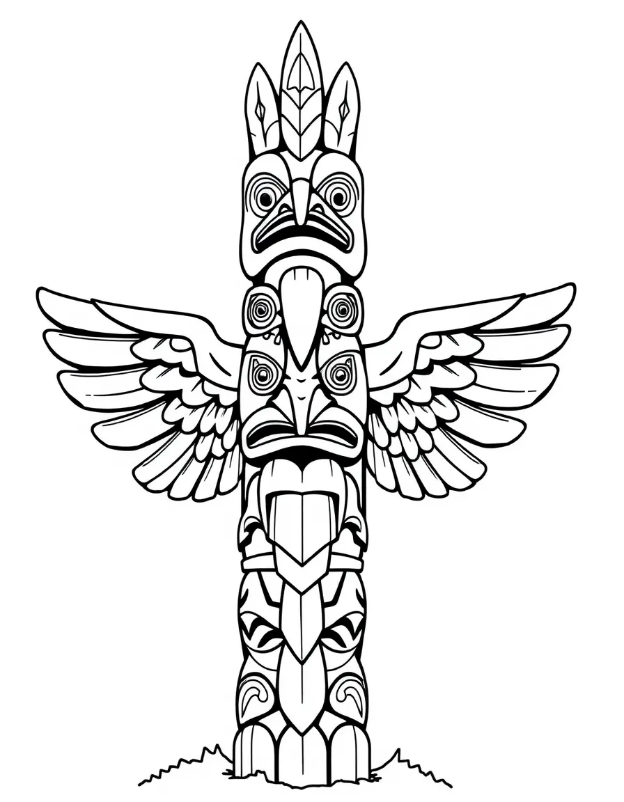 (Washington) A totem pole from Pacific Northwest tribes