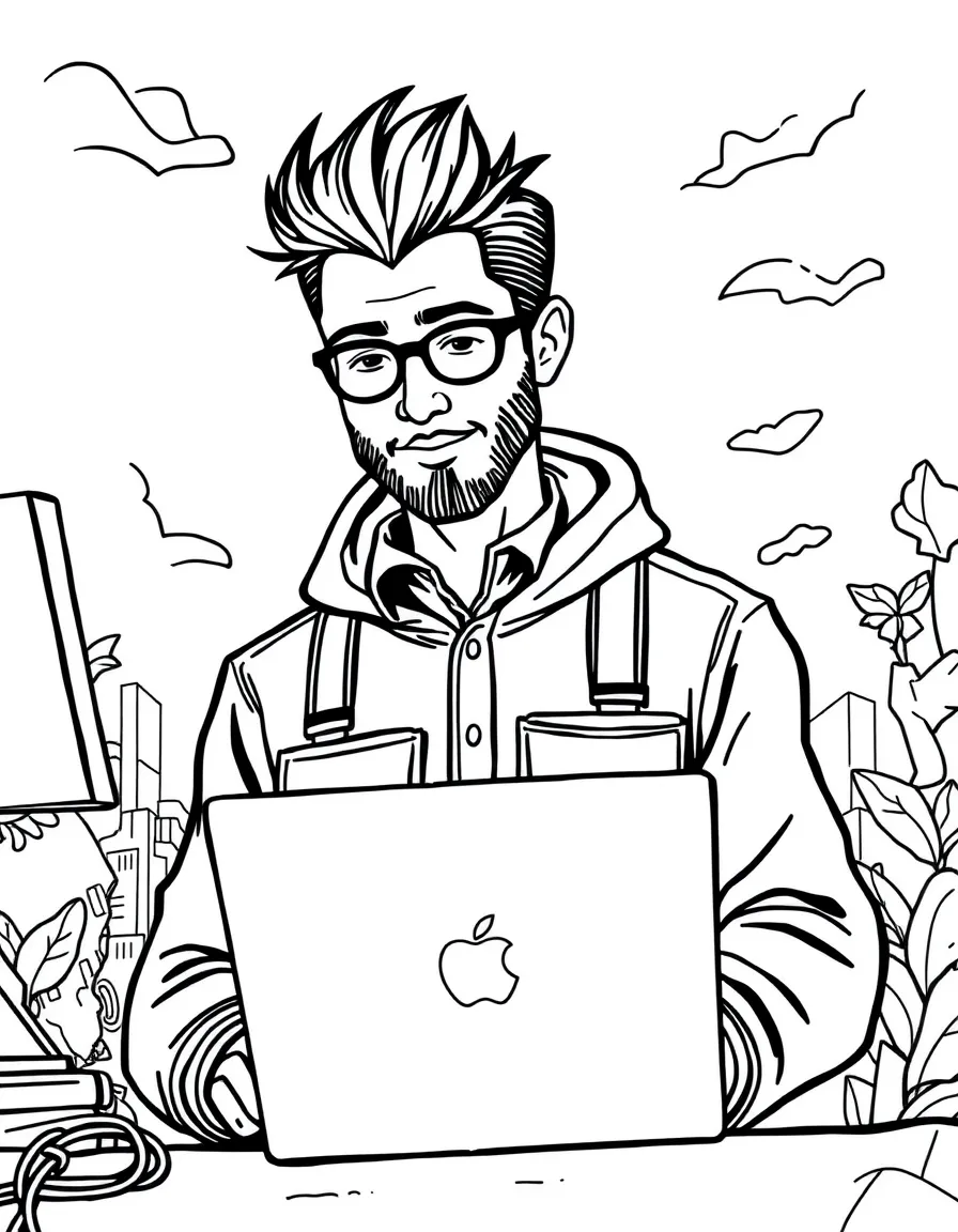 (Washington) A tech worker with a laptop (Microsoft/Amazon themed)