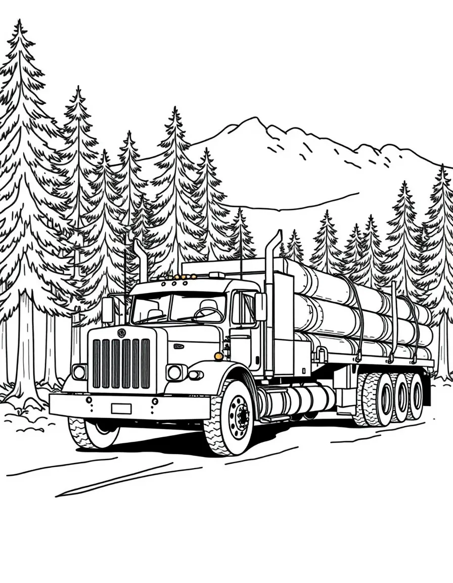 (Washington) Logging trucks and pine trees