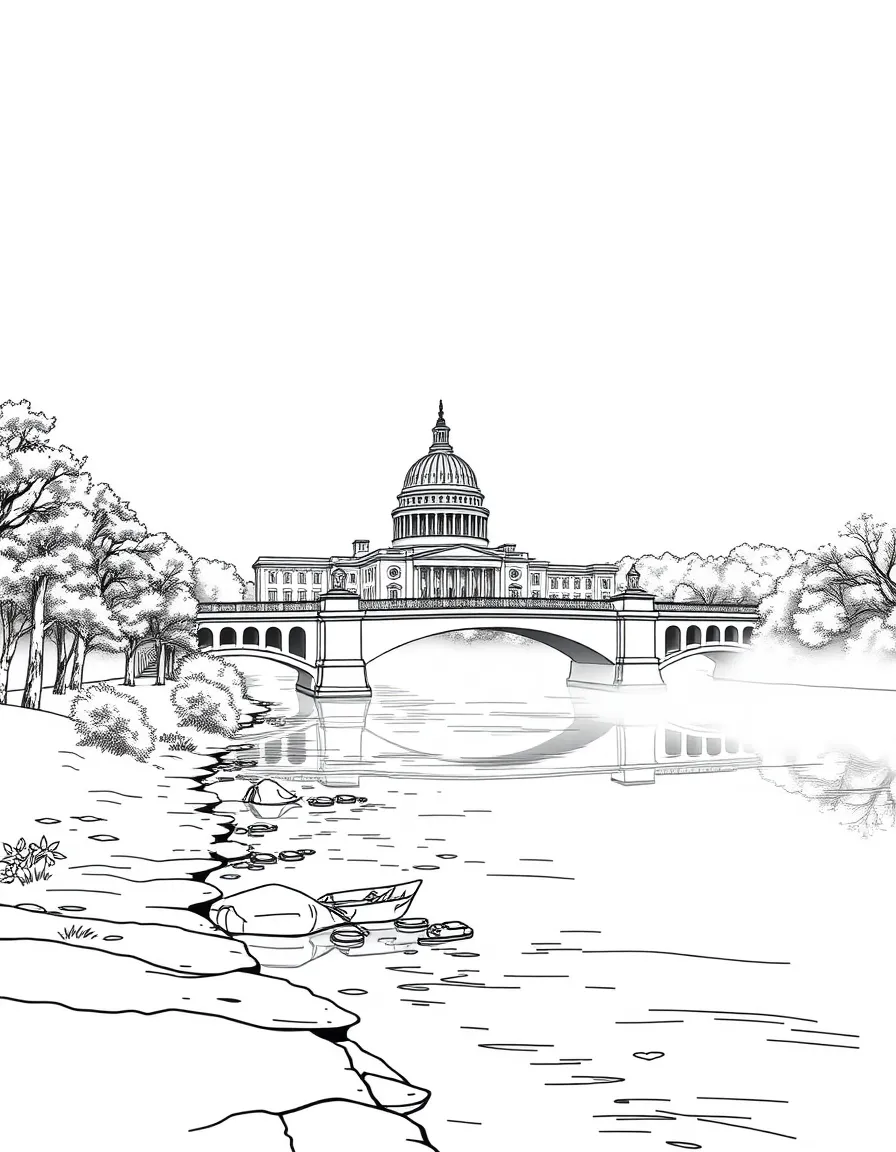 (Washington) A bridge over a misty river