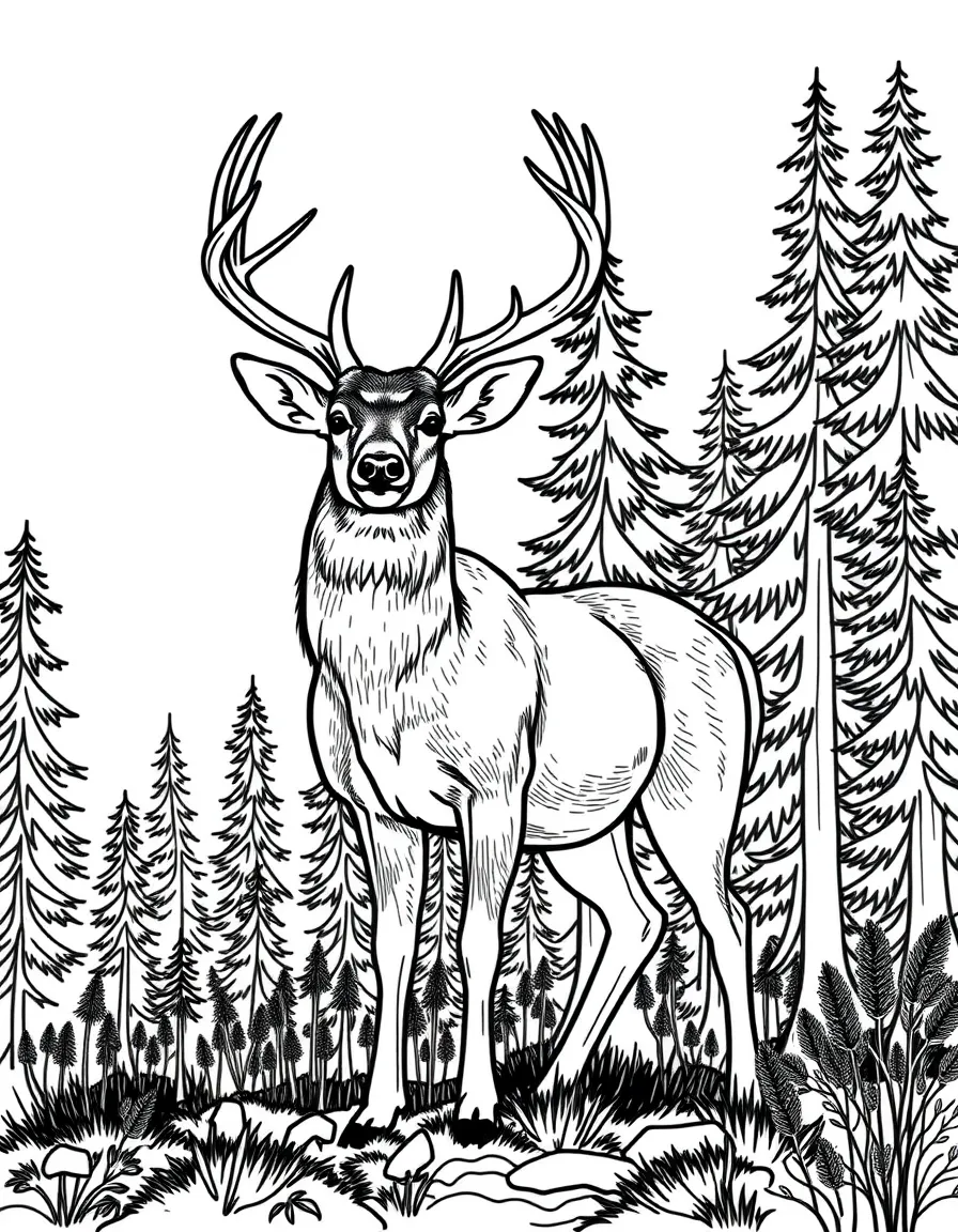 (Washington) A deer standing in Olympic Peninsula woods