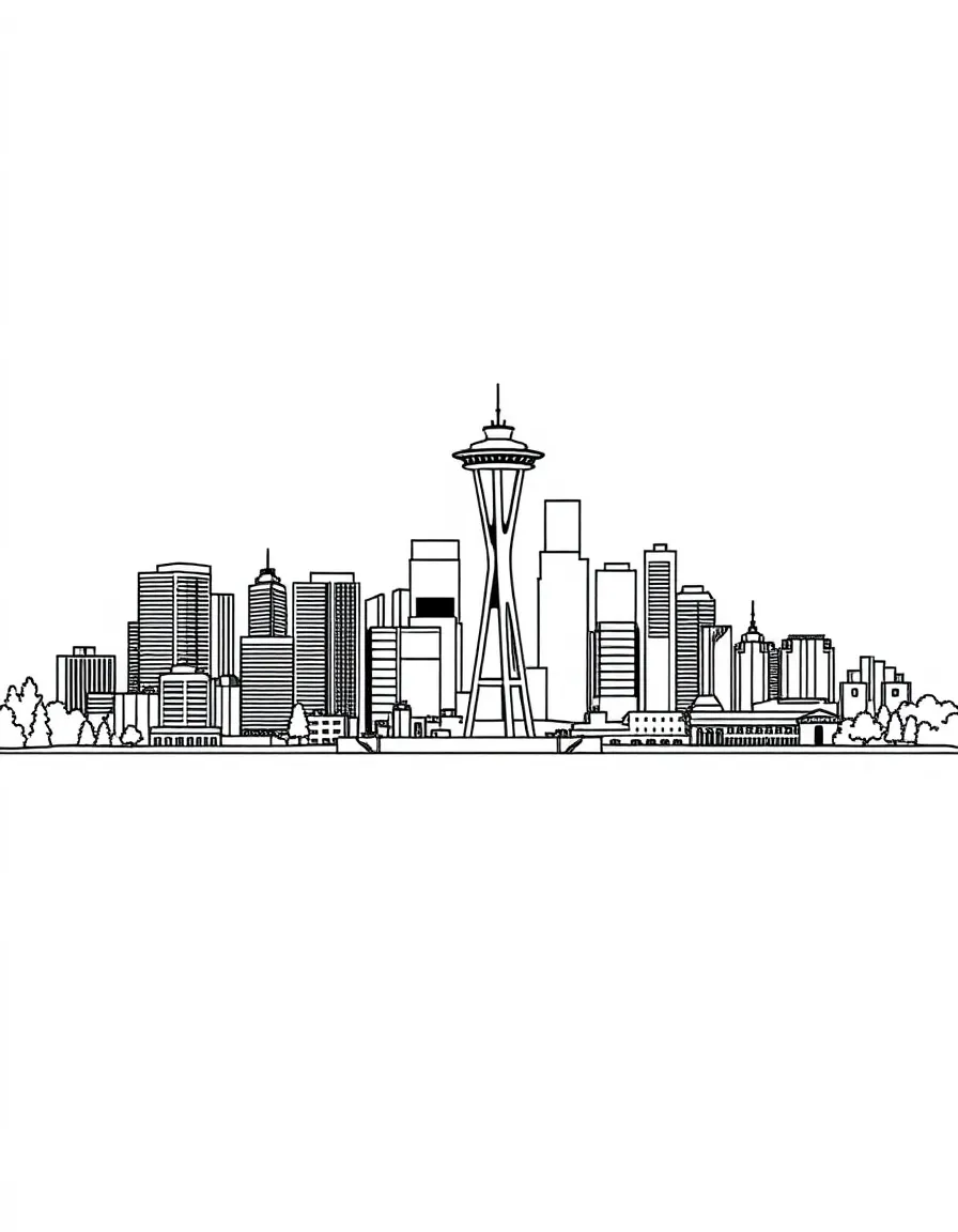 (Washington) A simple outline of Seattle skyline