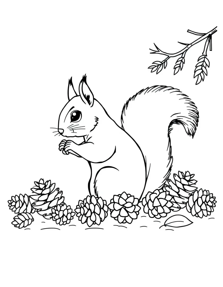 (Washington) A squirrel gathering pinecones