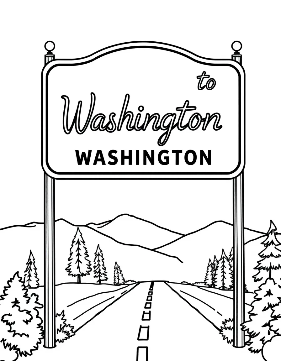 (Washington) A “Welcome to Washington” road sign