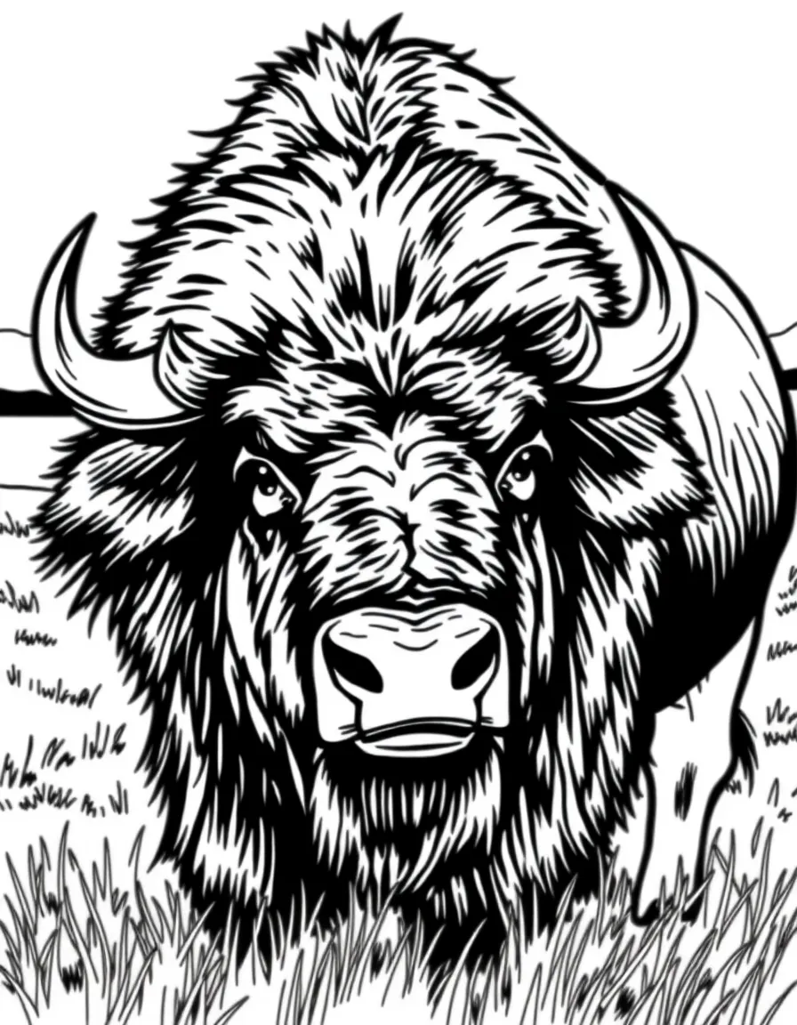 (Nebraska) A bison roaming in the Nebraska plains