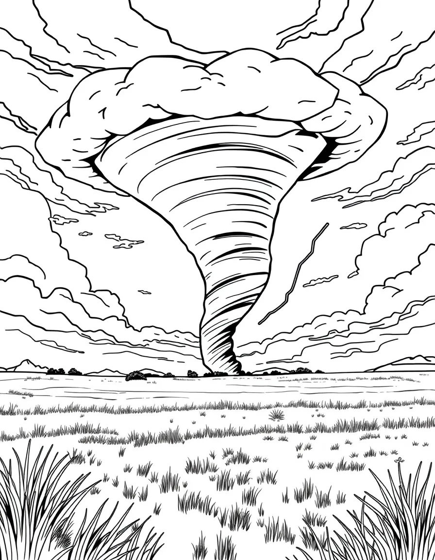 (Nebraska) A tornado over an open Nebraska field (non-scary)