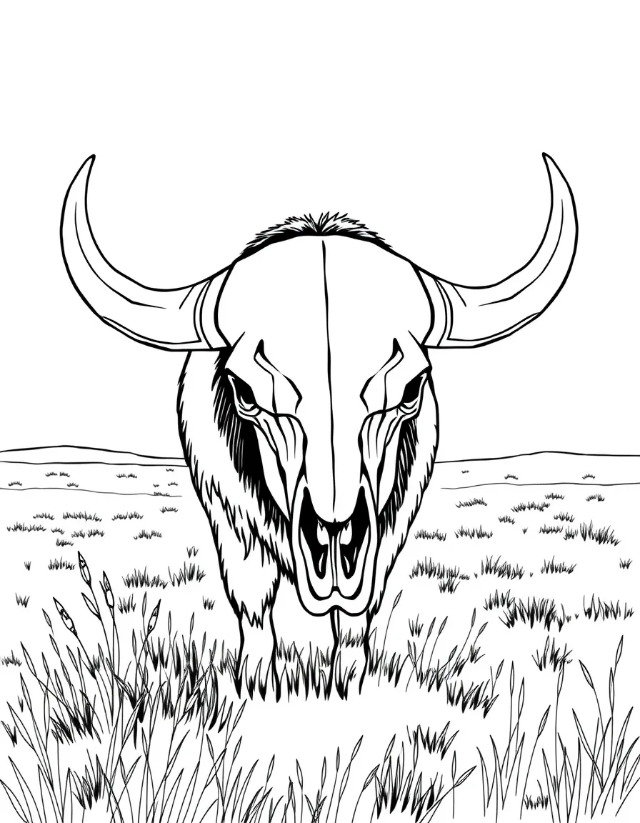 (Nebraska) A buffalo skull on the prairie
