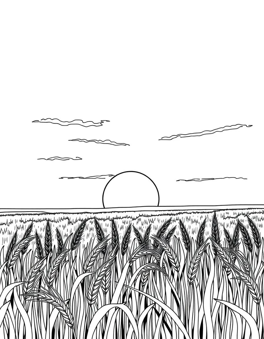 (Nebraska) Nebraska sunset over a wheat field