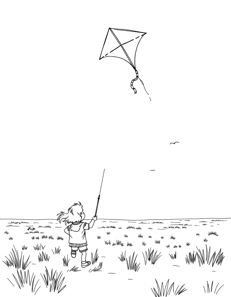 (Nebraska) Kids flying kites on the Great Plains