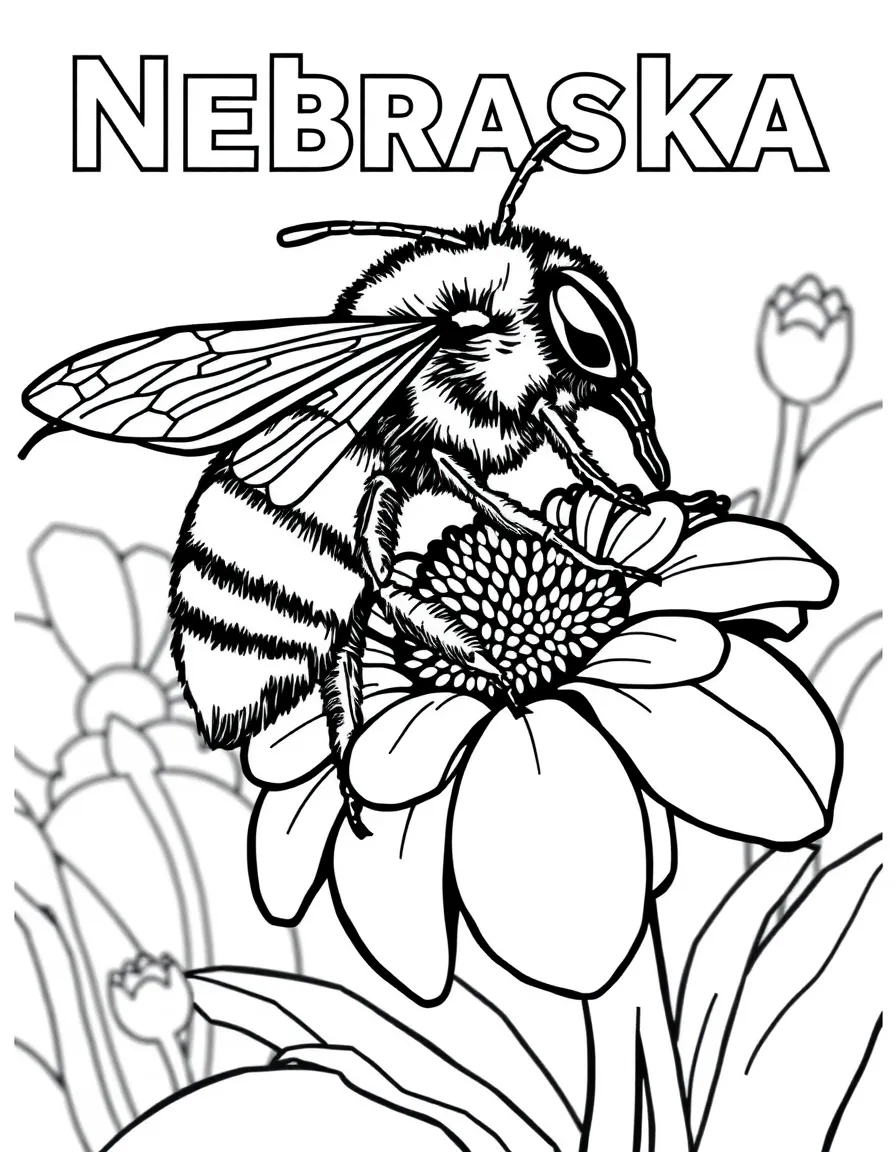 (Nebraska) Nebraska state insect: Honeybee on a flower