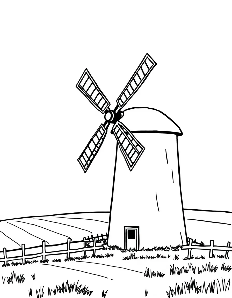 (Nebraska) A simple windmill silhouette on a farm