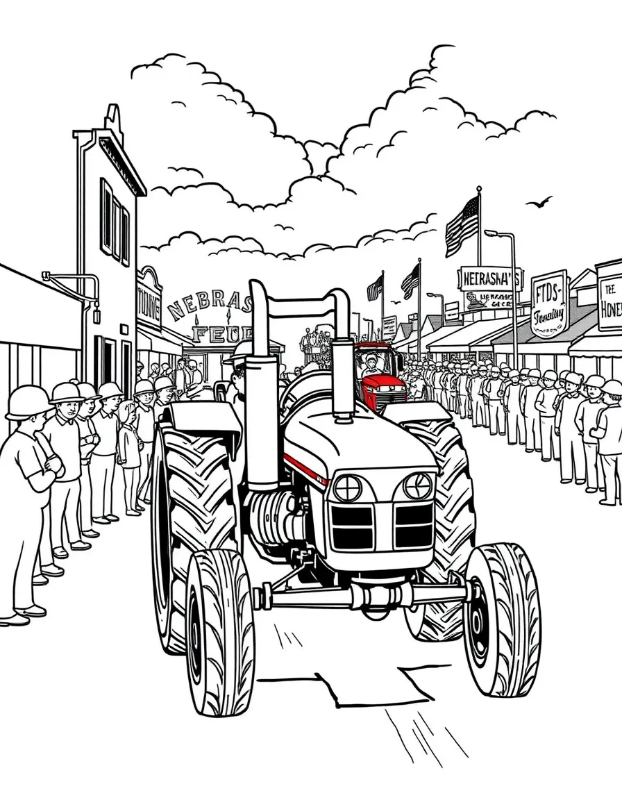 (Nebraska) Tractor parade at a Nebraska town fair