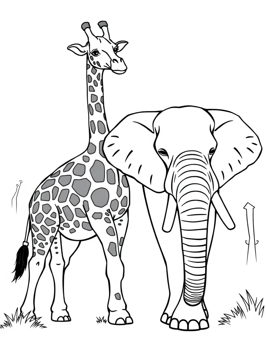 (Nebraska) A giraffe and elephant at Omaha's zoo